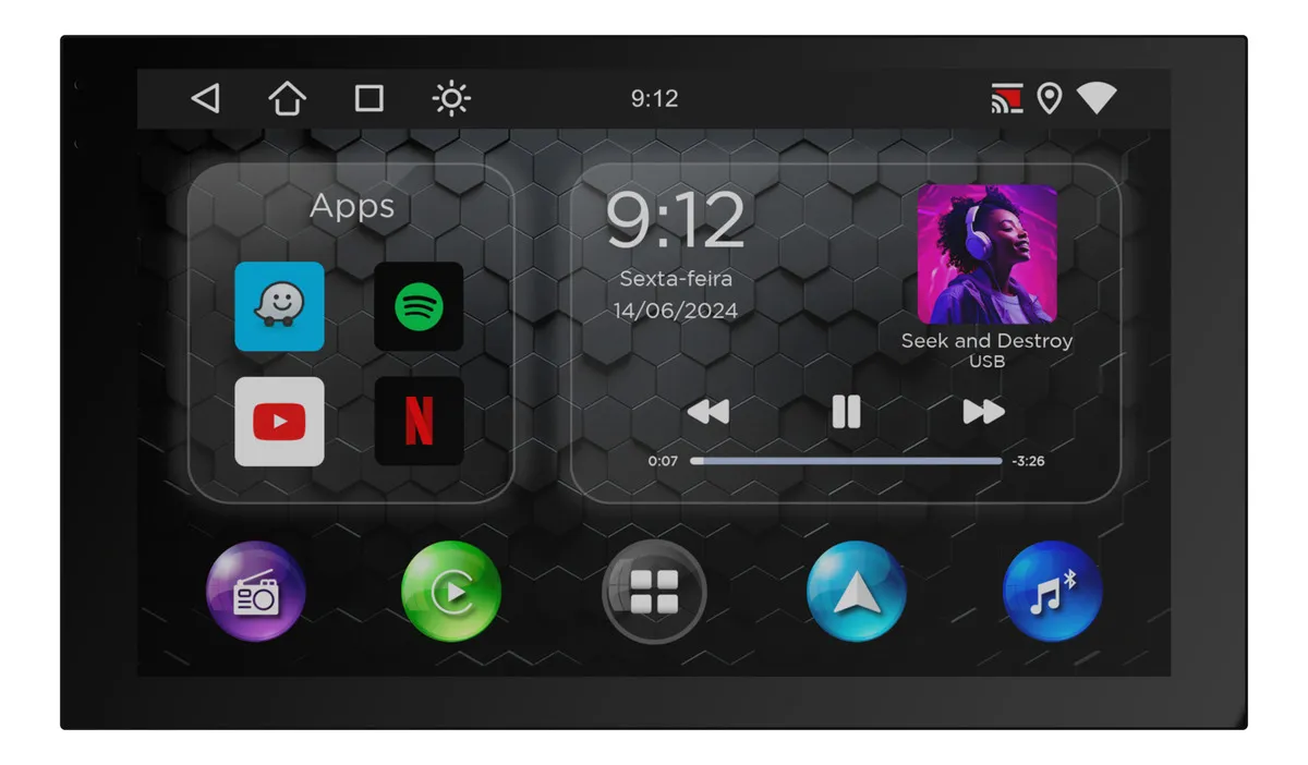 Central Multimidia Faaftech - Android tela 7 Polegadas - Quadcore 2gb/32gb - CarPlay / Android Auto - instalado - Imagem 3